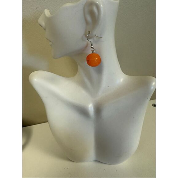 Orange and Peeled Orange Statement Earrings - Picture 4 of 5